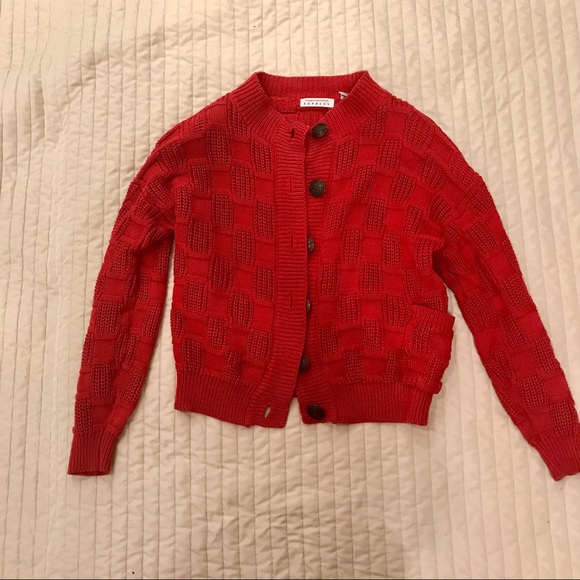 Vintage 1980’s Compagnie Internationale Express red knit buttoned cardigan - Picture 10 of 12